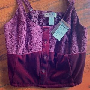 Lottie and Holly Crushed Velvet Crop Top Size M